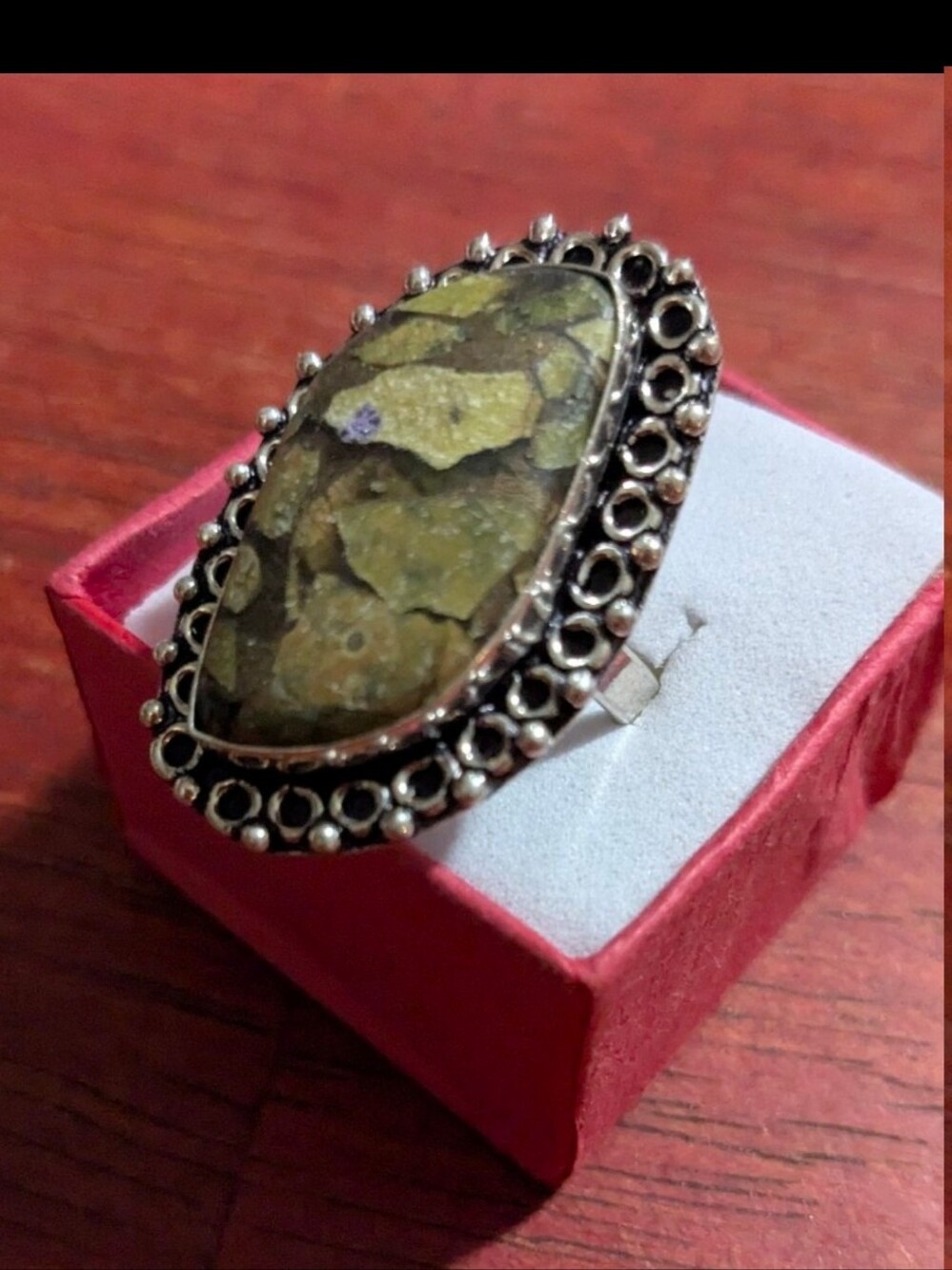 Handcrafted Atlantisite Flame-Cut Ring  (8.5)